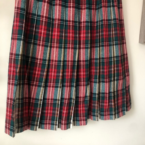 Vintage Christmas Tartan Plaid Wool Wrap Skirt Red Green ILGWU USA Made Size 6 - Picture 9 of 13